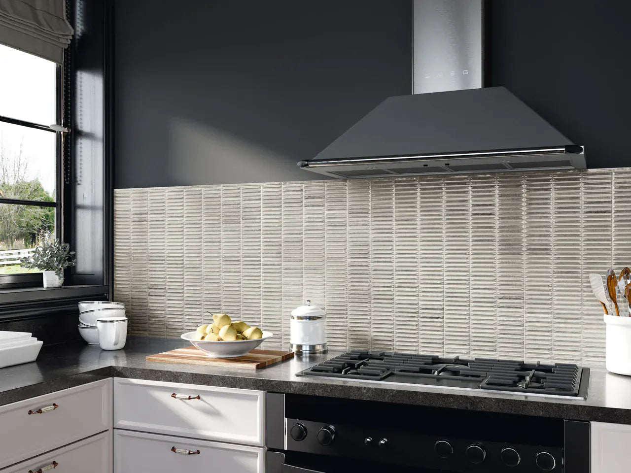 Modulette Umbrium Grey 8x8 Glossy Ceramic Tile Euro Glass