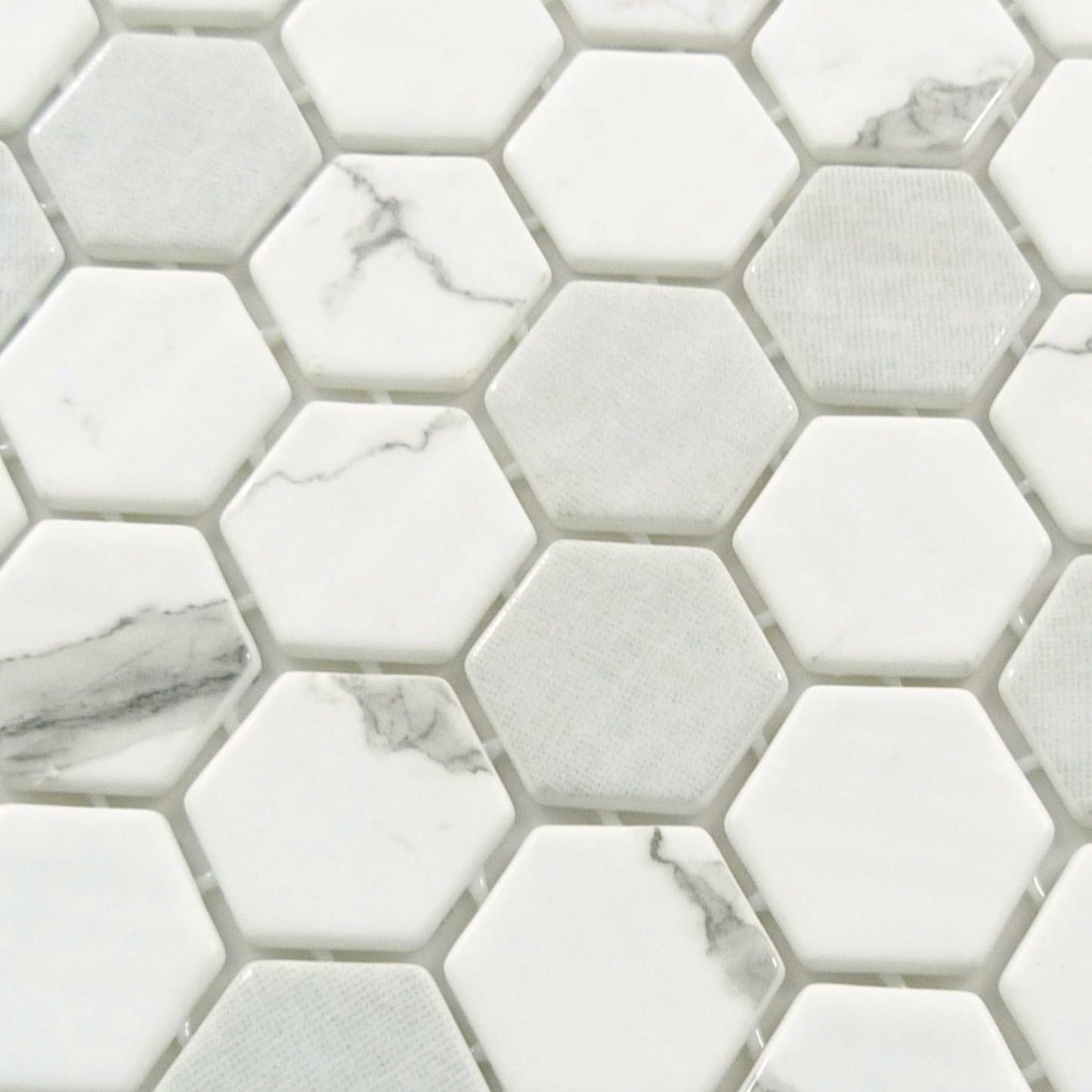 New Belfont Casual Grace 2" Hex Recycled Matte Glass Tile Euro Glass