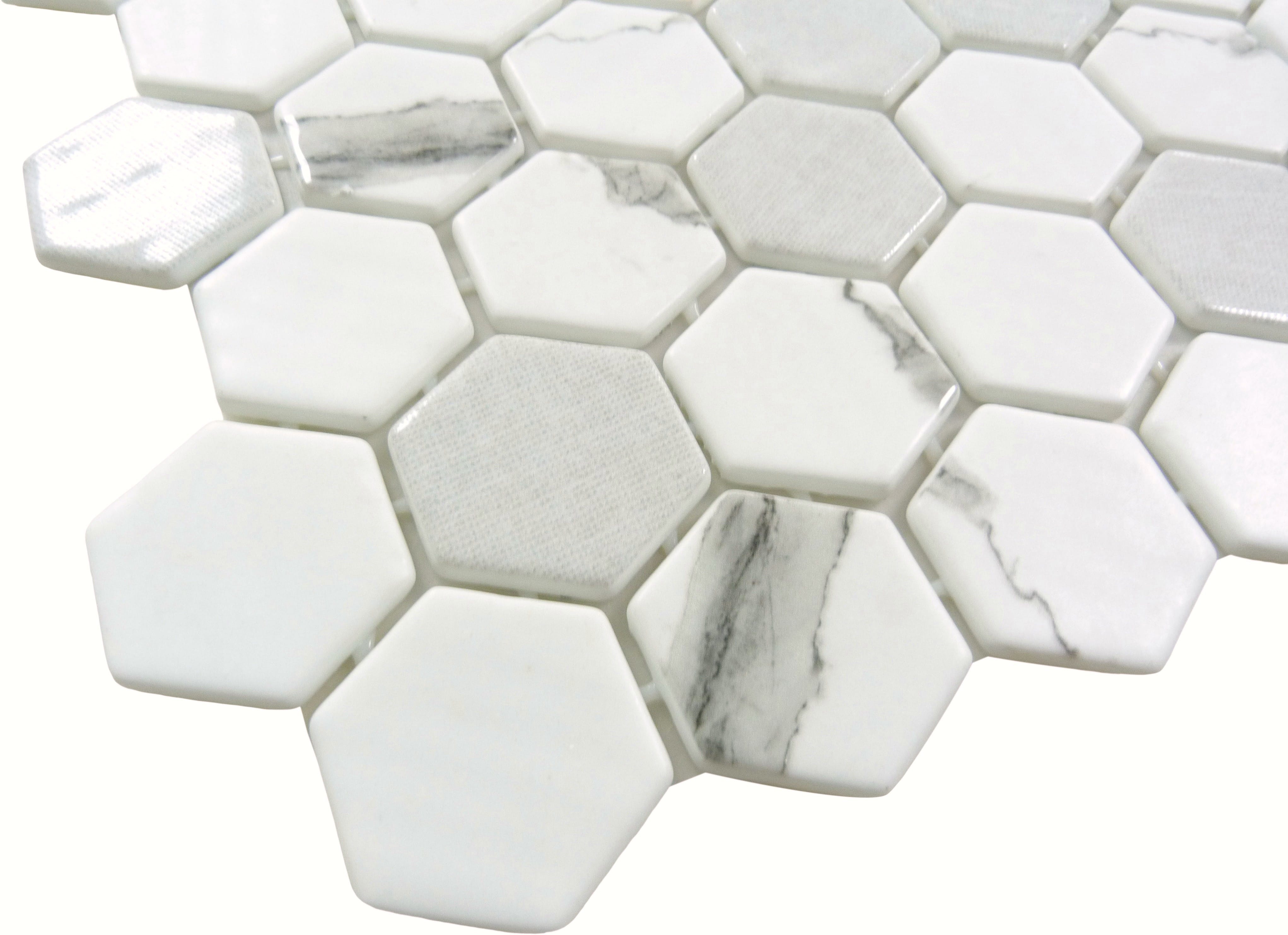 New Belfont Casual Grace 2" Hex Recycled Matte Glass Tile Euro Glass