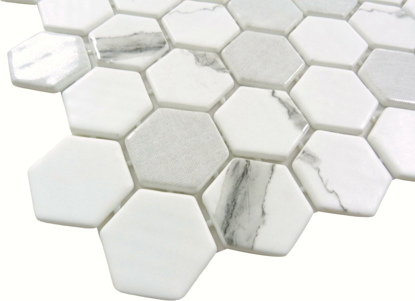 New Belfont Casual Grace 2" Hex Recycled Matte Glass Tile Euro Glass