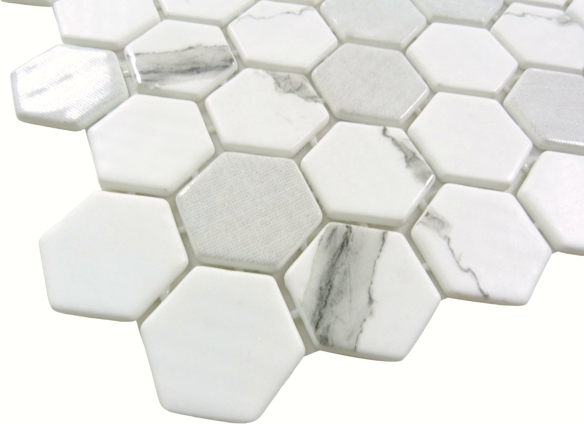 New Belfont Casual Grace 2" Hex Recycled Matte Glass Tile Euro Glass