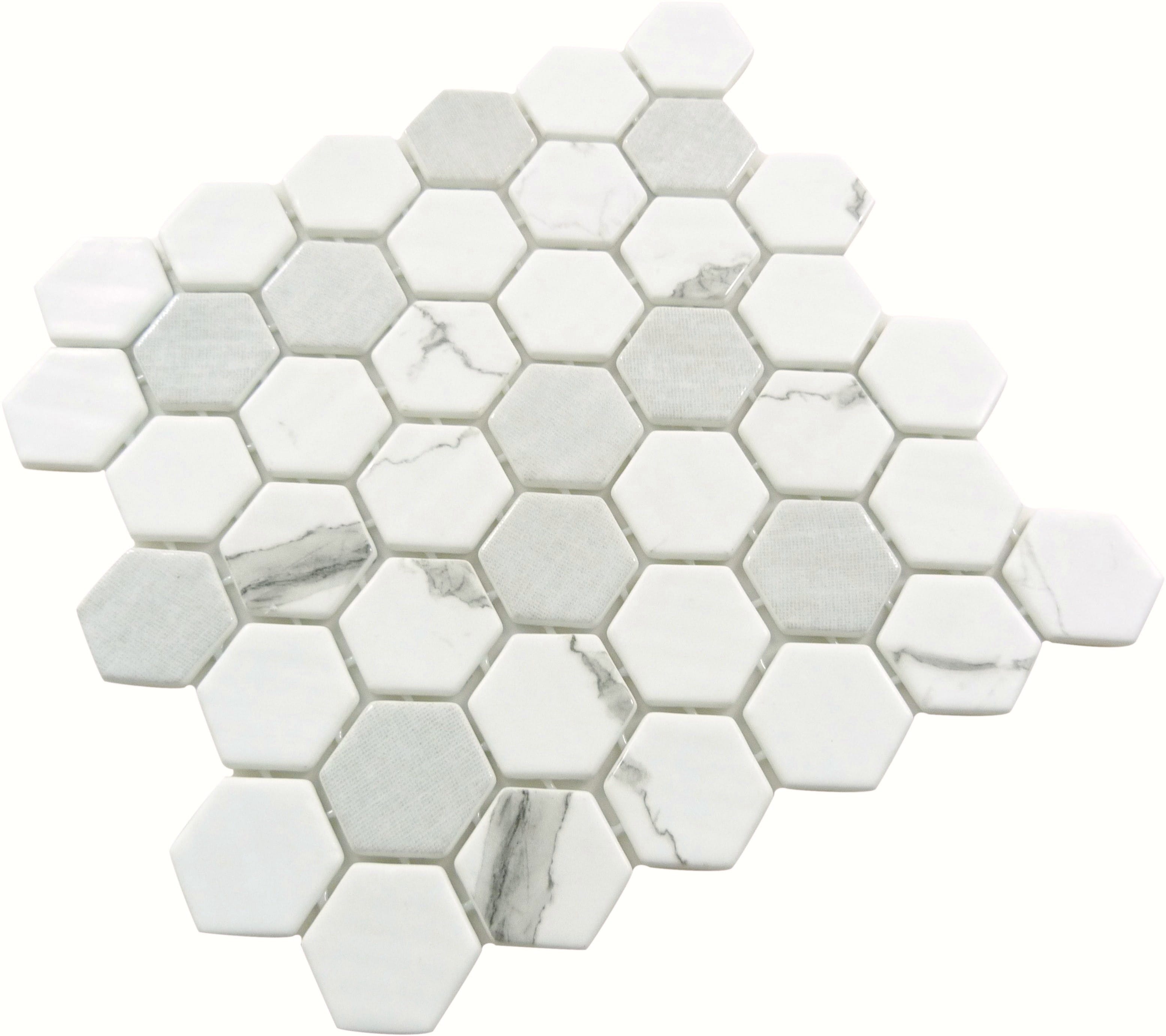 New Belfont Casual Grace 2" Hex Recycled Matte Glass Tile Euro Glass