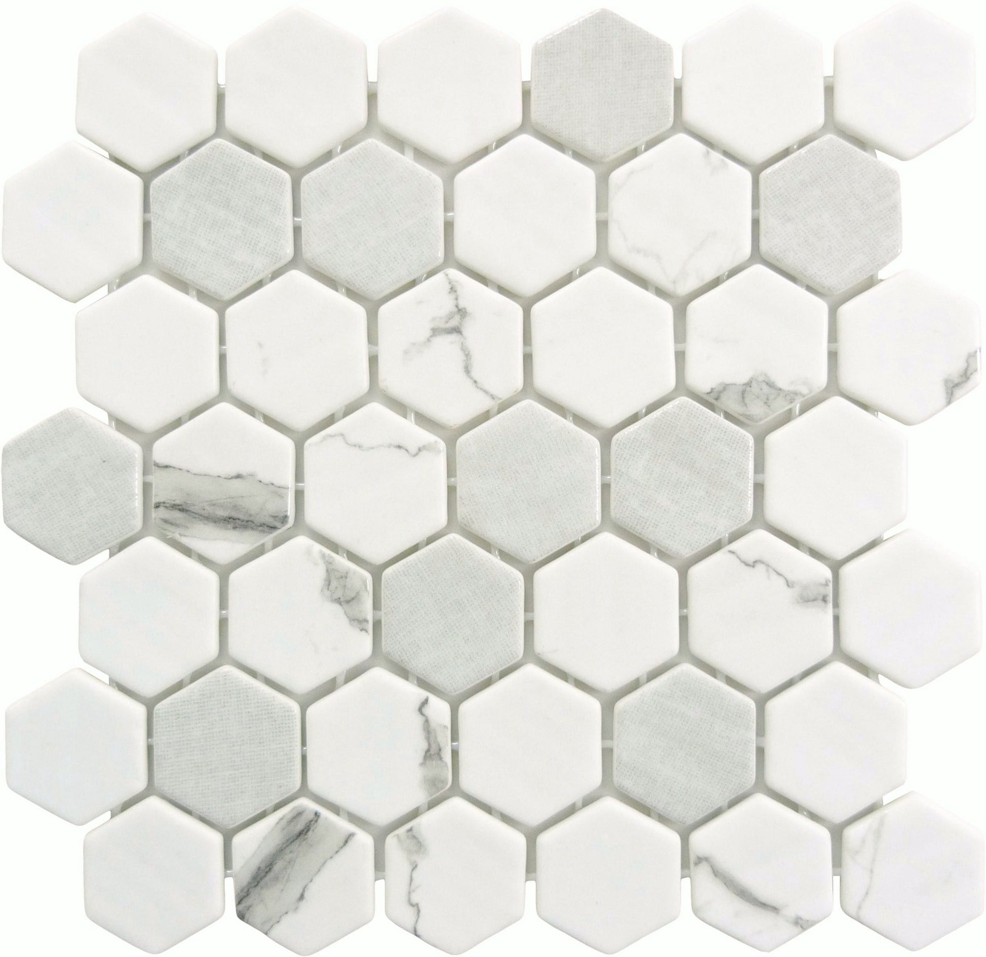 New Belfont Casual Grace 2" Hex Recycled Matte Glass Tile Euro Glass