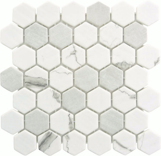 New Belfont Casual Grace 2" Hex Recycled Matte Glass Tile Euro Glass