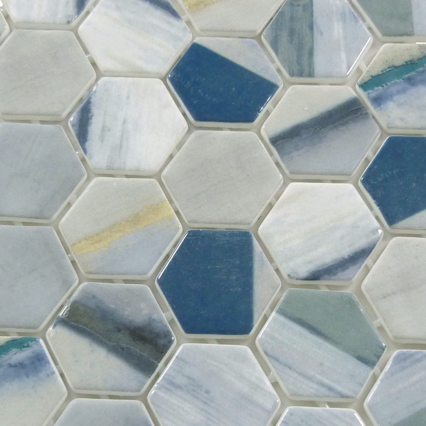 New Belfont Griego Elegance 2" Hex Recycled Matte Glass Tile Euro Glass