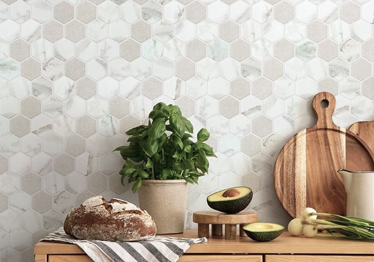 New Belfont Italica Charm 2" Hex Recycled Matte Glass Tile Euro Glass