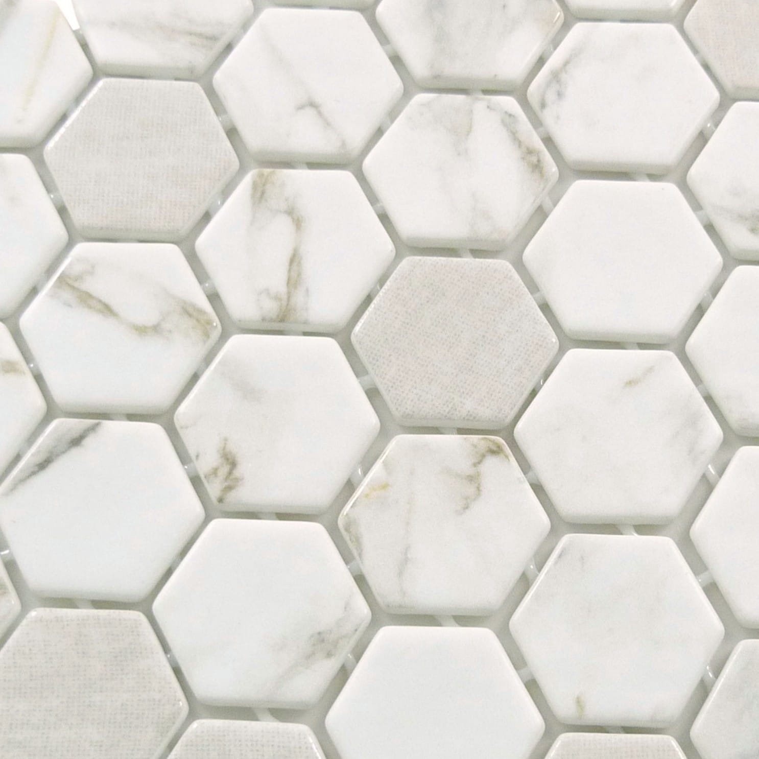 New Belfont Italica Charm 2" Hex Recycled Matte Glass Tile Euro Glass