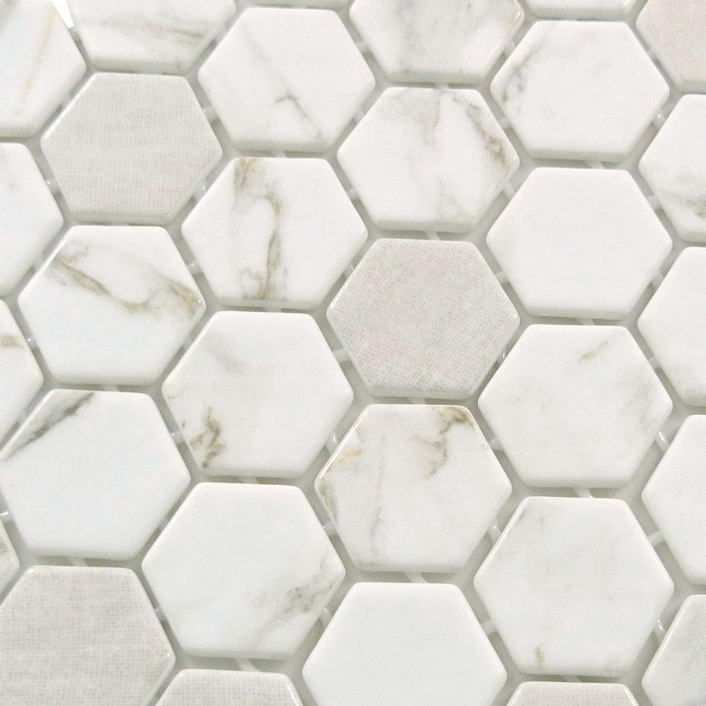 New Belfont Italica Charm 2" Hex Recycled Matte Glass Tile Euro Glass