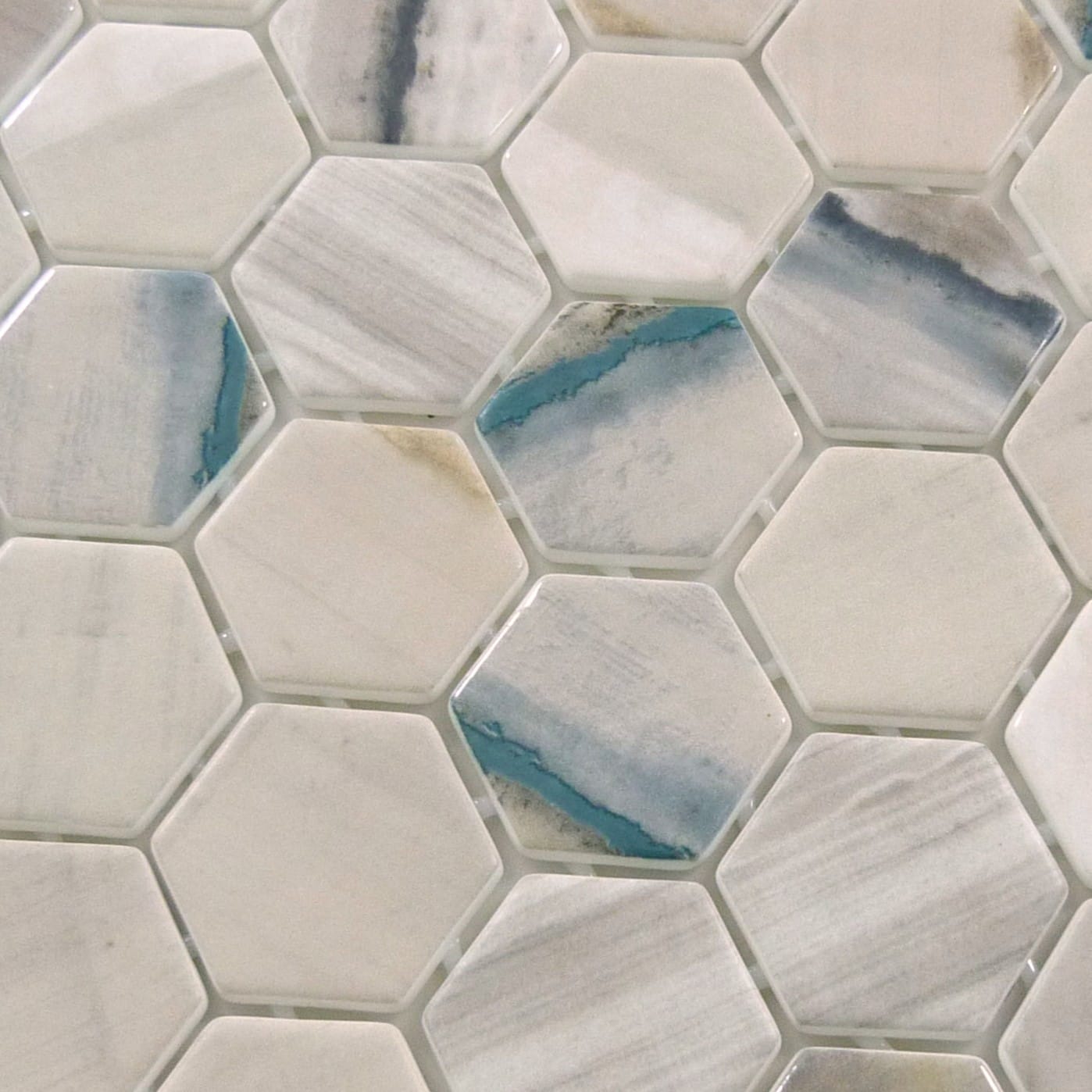 New Belfont Merida Allure 2" Hex Recycled Matte Glass Tile Euro Glass