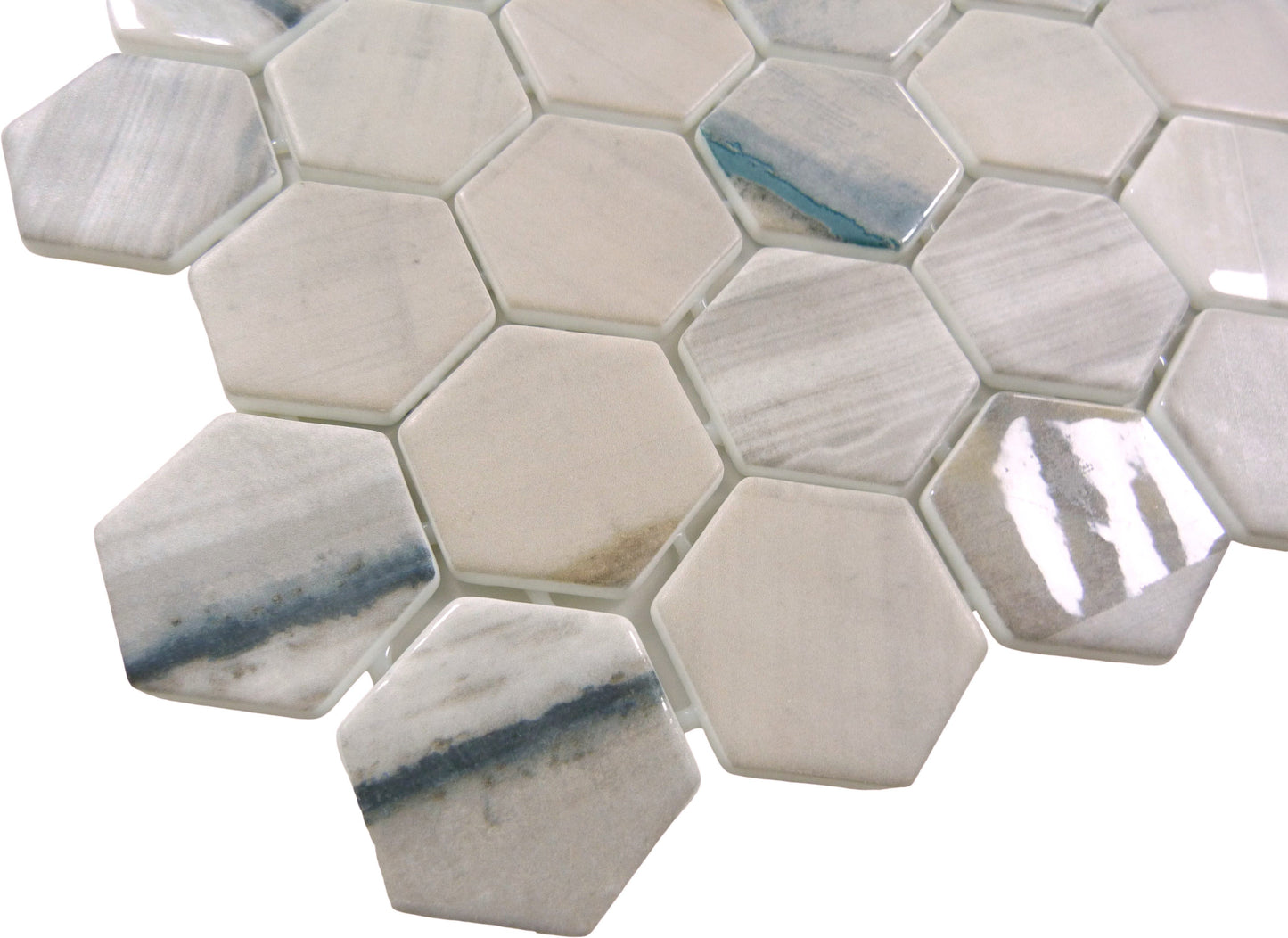 New Belfont Merida Allure 2" Hex Recycled Matte Glass Tile Euro Glass