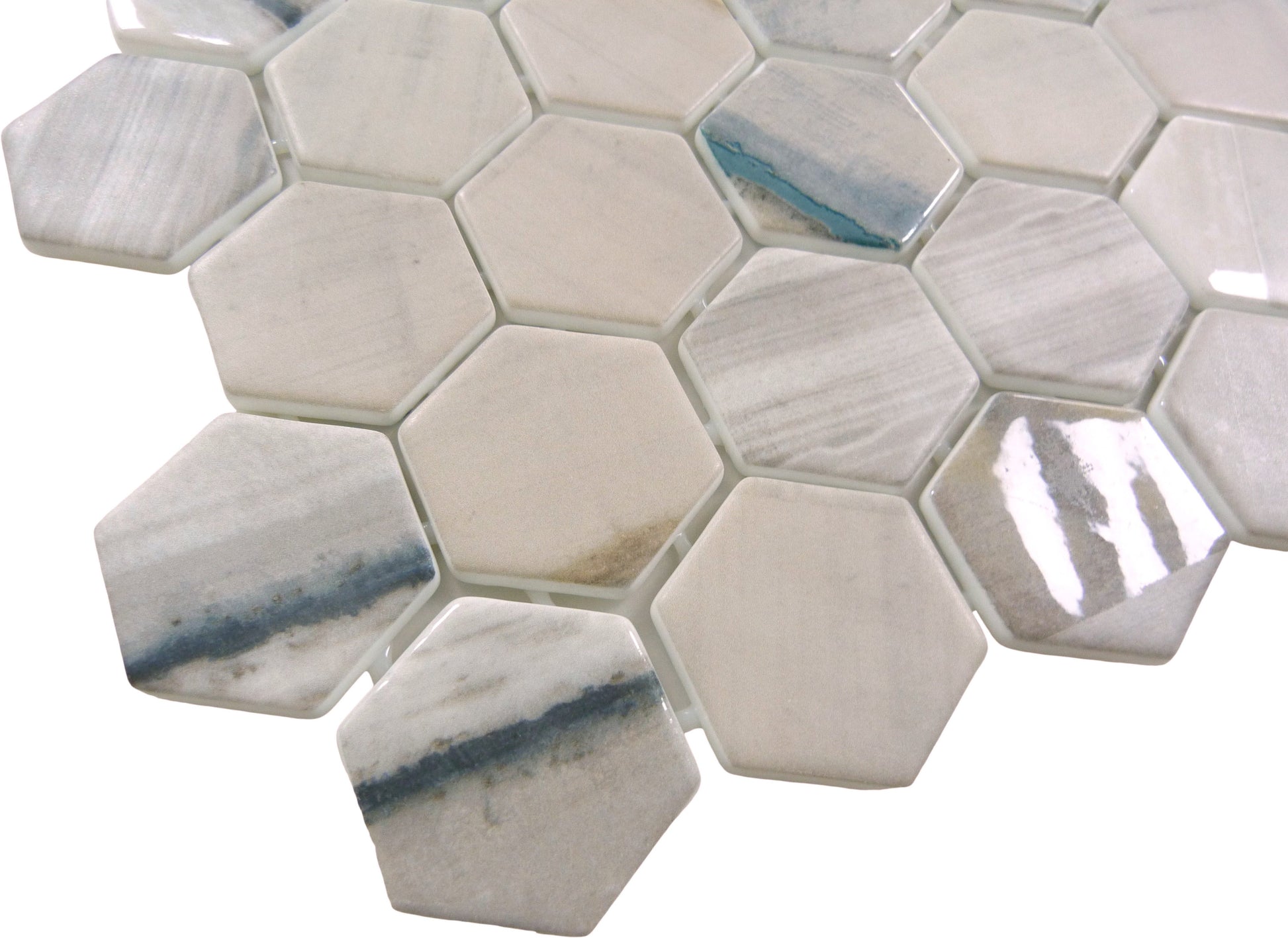 New Belfont Merida Allure 2" Hex Recycled Matte Glass Tile Euro Glass