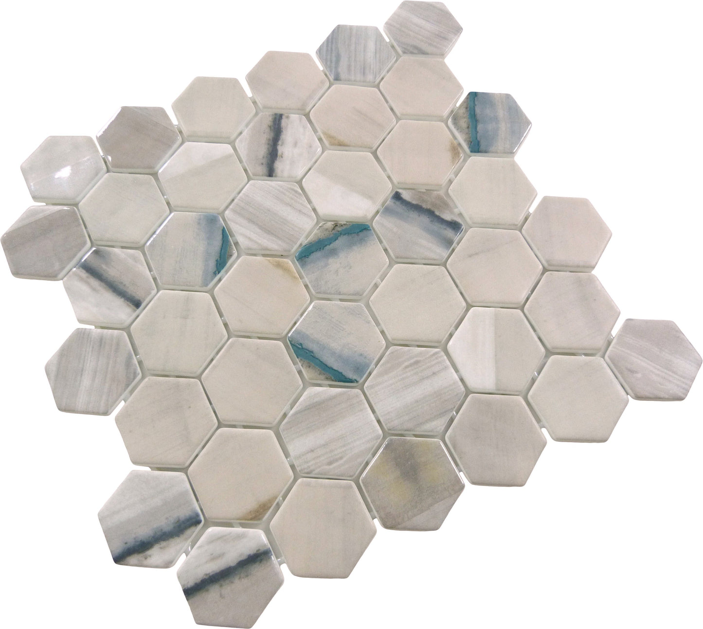 New Belfont Merida Allure 2" Hex Recycled Matte Glass Tile Euro Glass