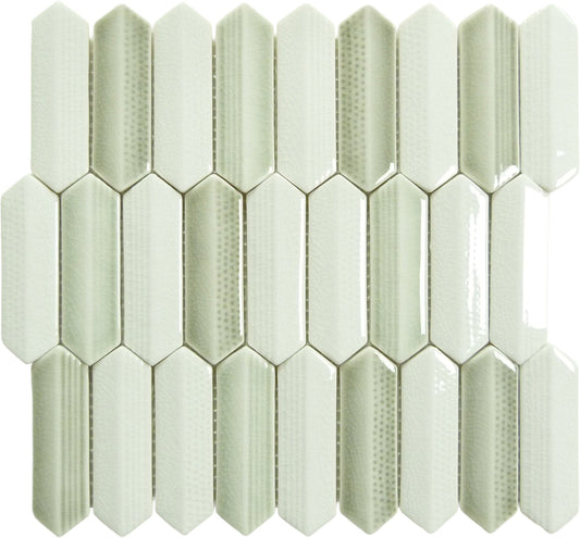 Neyland Daze Beige 1x4 Hexagon Glossy Glass Tile Euro Glass