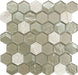 Nimbus Cloud Hexagon Beige Glossy Glass and Stone Tile Euro Glass