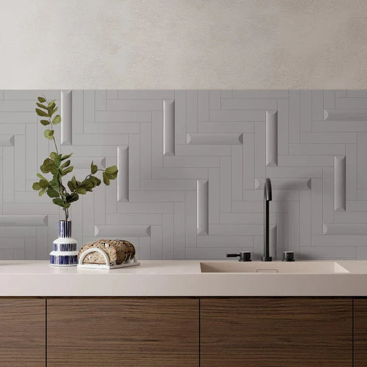 Noelle Maevory Curve 3D Grey 2x10 Matte Ceramic Tile Euro Glass