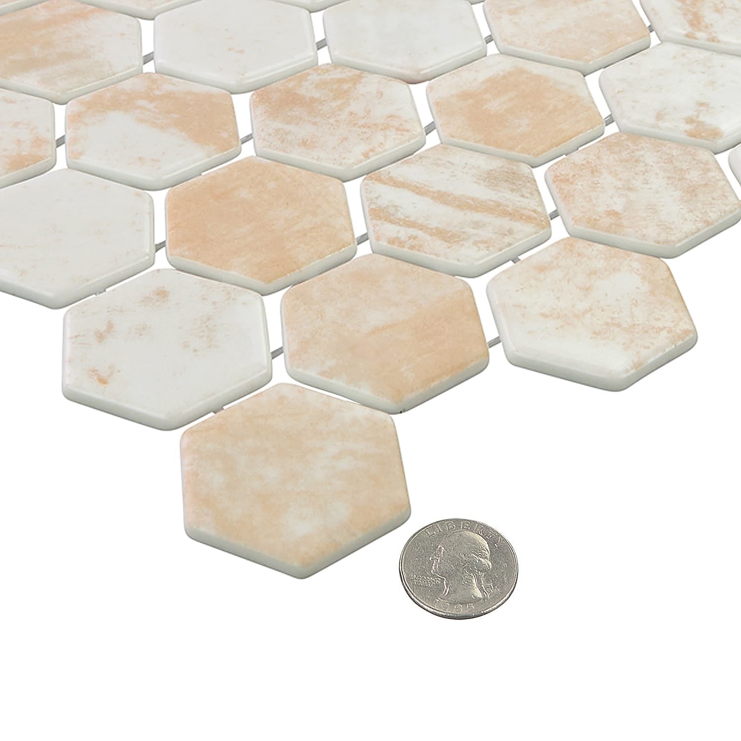 Verismo Forno 2-Inch Hexagon Recycled Glass Mosaic Tile Euro Glass
