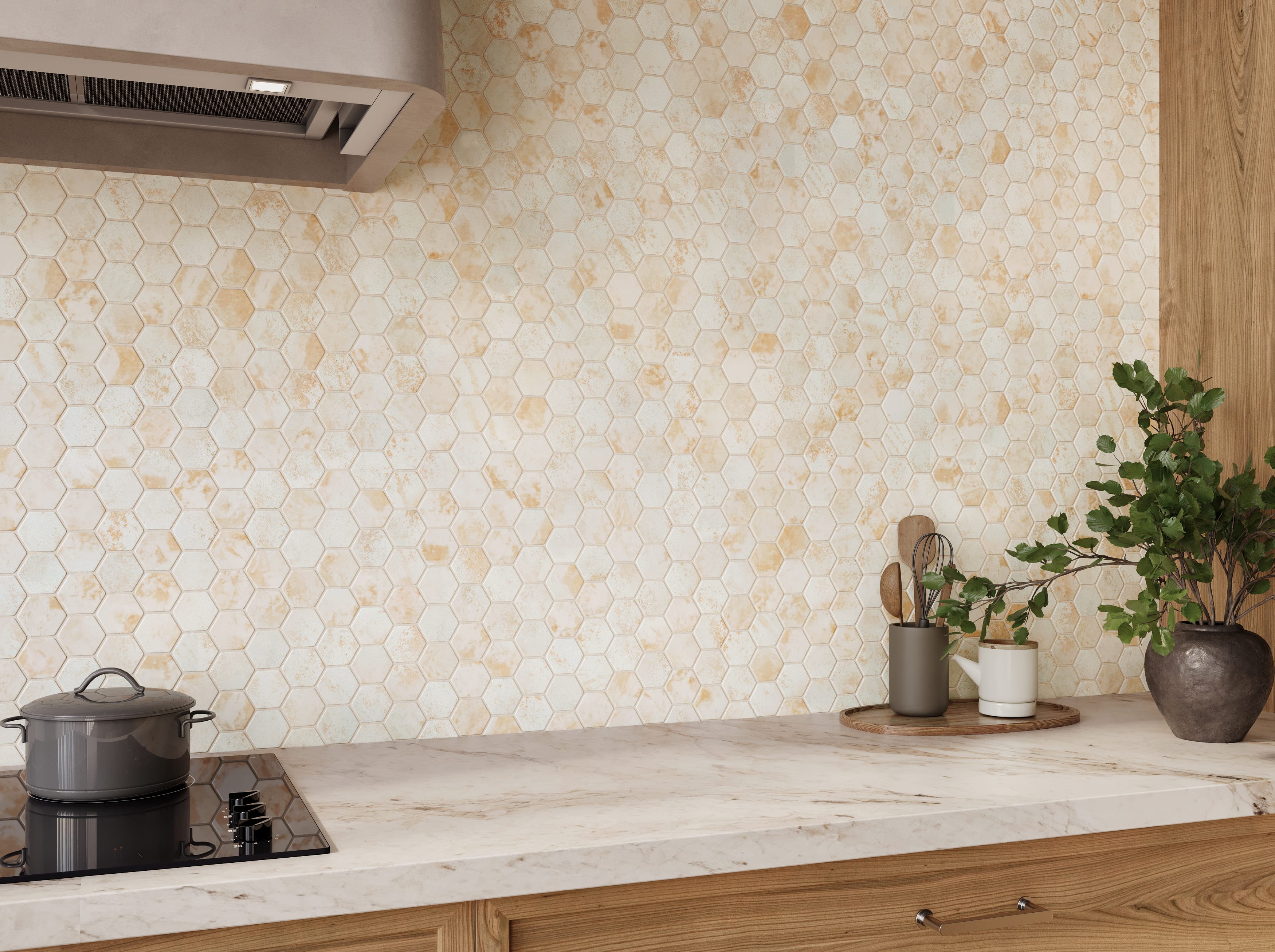 Verismo Forno 2-Inch Hexagon Recycled Glass Mosaic Tile Euro Glass