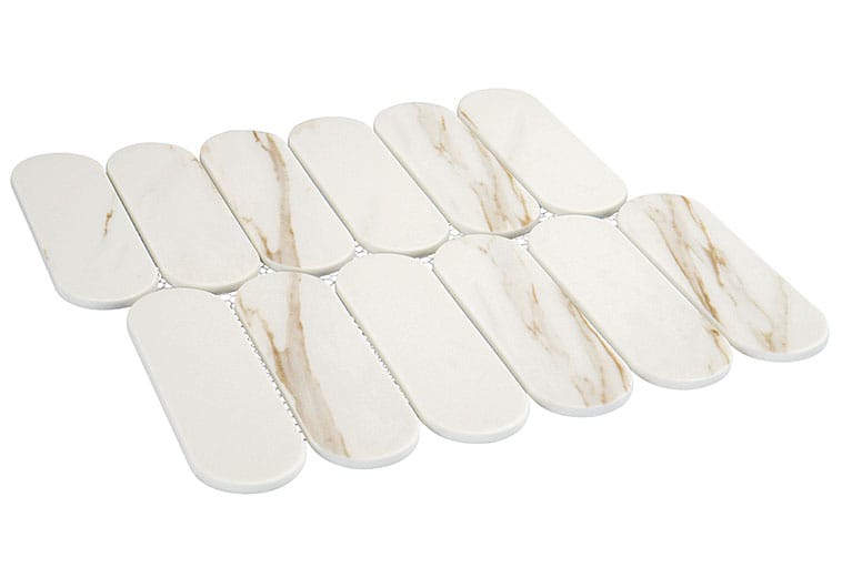 Paneria Biscotti White 1 14/16" x 6 Recycled Matte Glass Tile Euro Glass