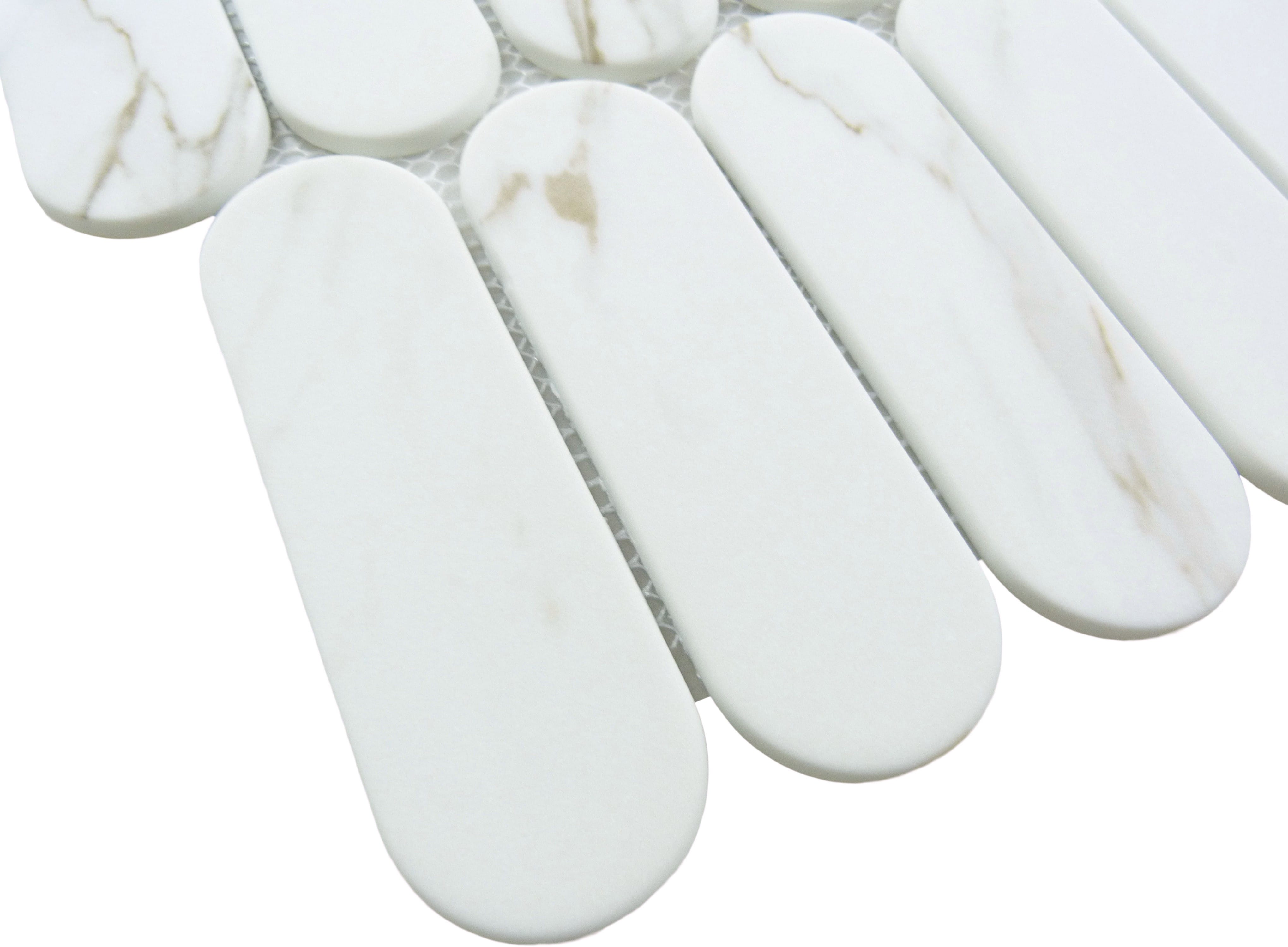 Paneria Biscotti White 2x6 Recycled Matte Glass Tile Euro Glass