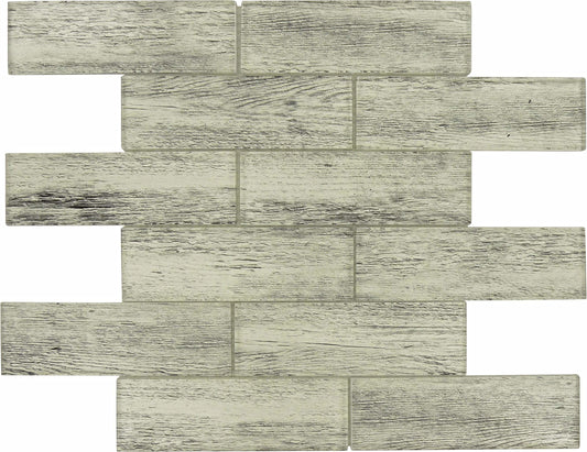 Queens Corner Silver 2x6 Glossy Glass Subway Tile Euro Glass