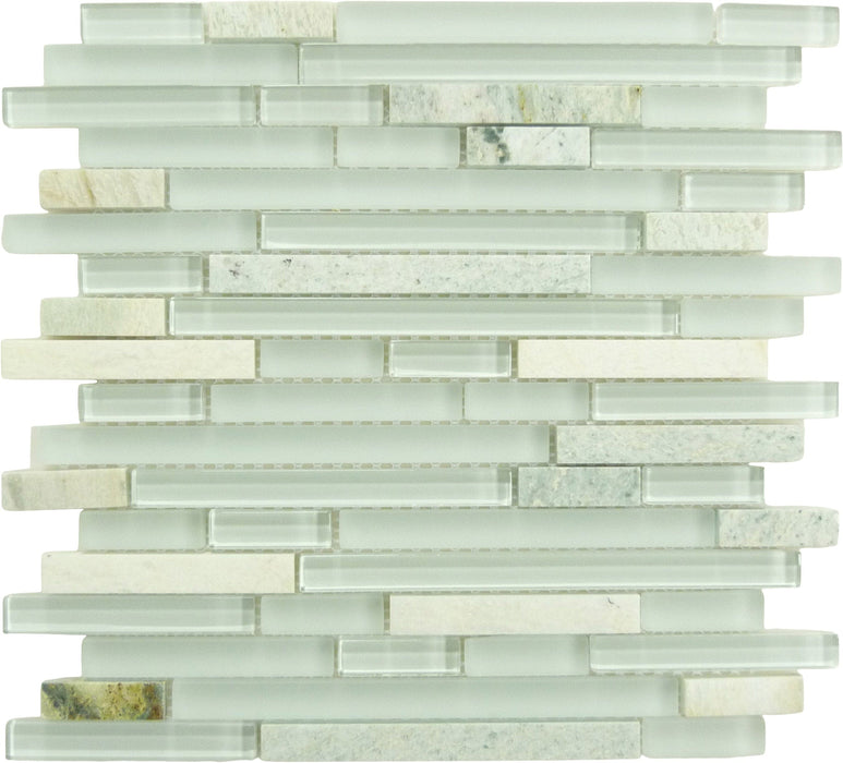 Green Opal SES02 Green Random Bricks Glass and Stone Glossy and Frosted Tile Euro Glass