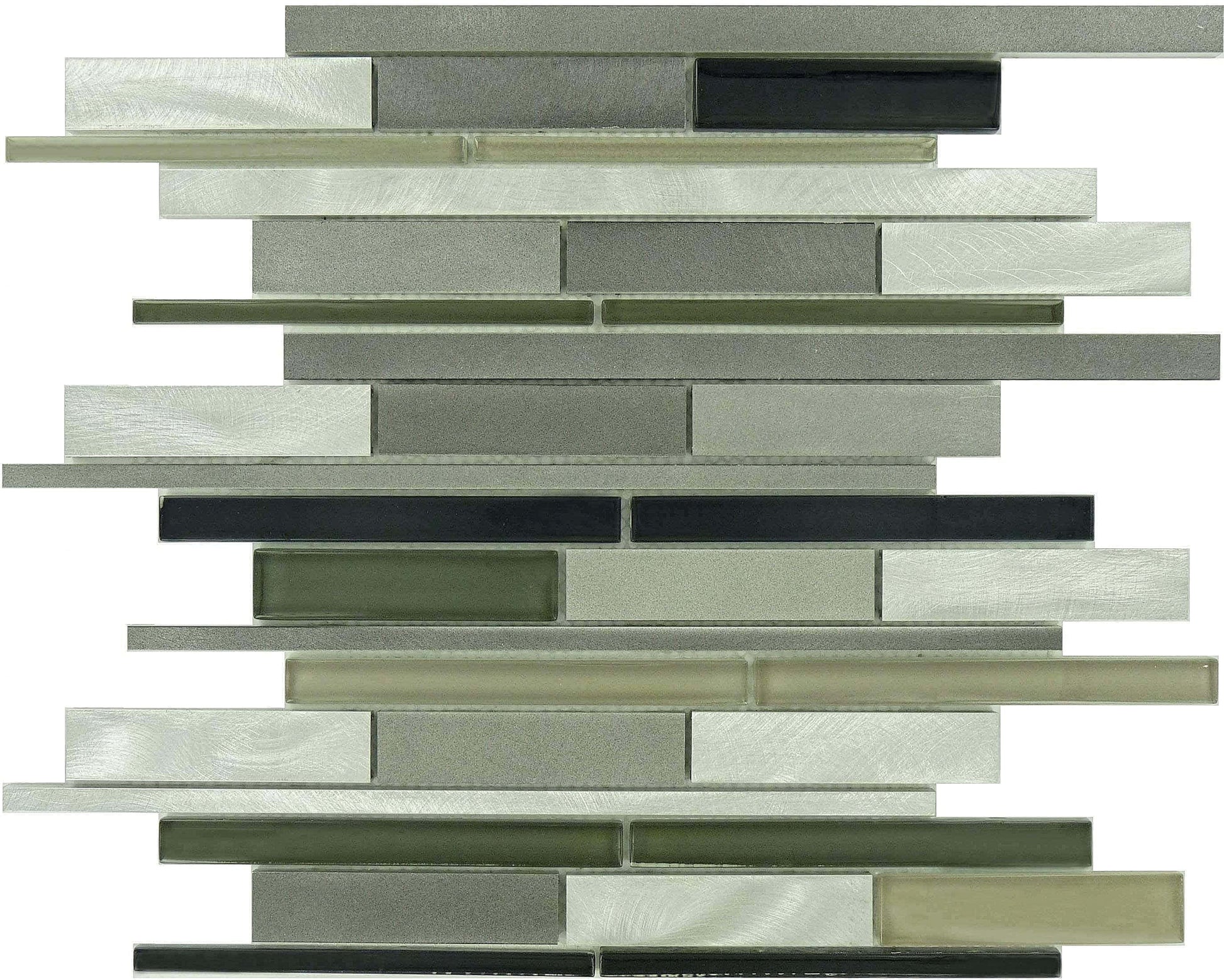 Metallic Weather Orbit OS-1005 Grey Random Bricks Glass and Metal Glossy and Brushed Tile Euro Glass