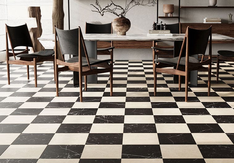 Renaissance 	Nero Marquina 12x12 Polished Porcelain Tile Euro Glass