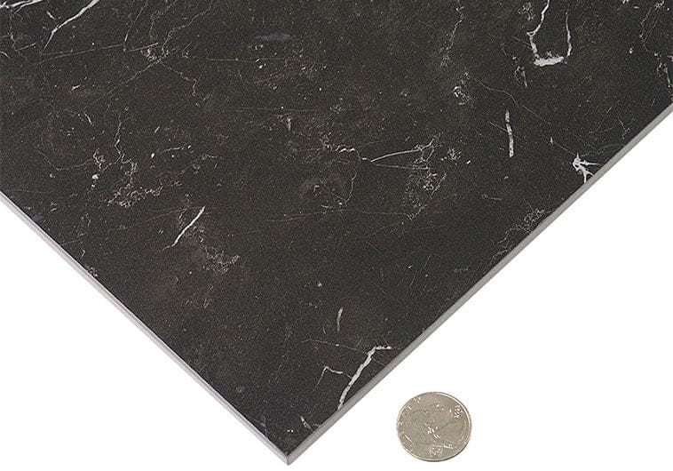 Renaissance 	Nero Marquina Black  12x12 Matte Porcelain Tile Euro Glass