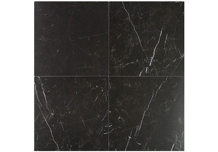 Renaissance 	Nero Marquina Black  12x12 Matte Porcelain Tile Euro Glass