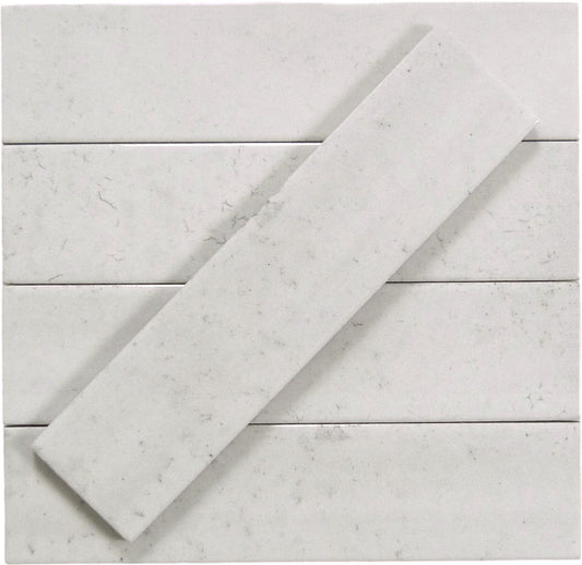 Seattle Brick White 2x10 Glossy Porcelain Tile Euro Glass