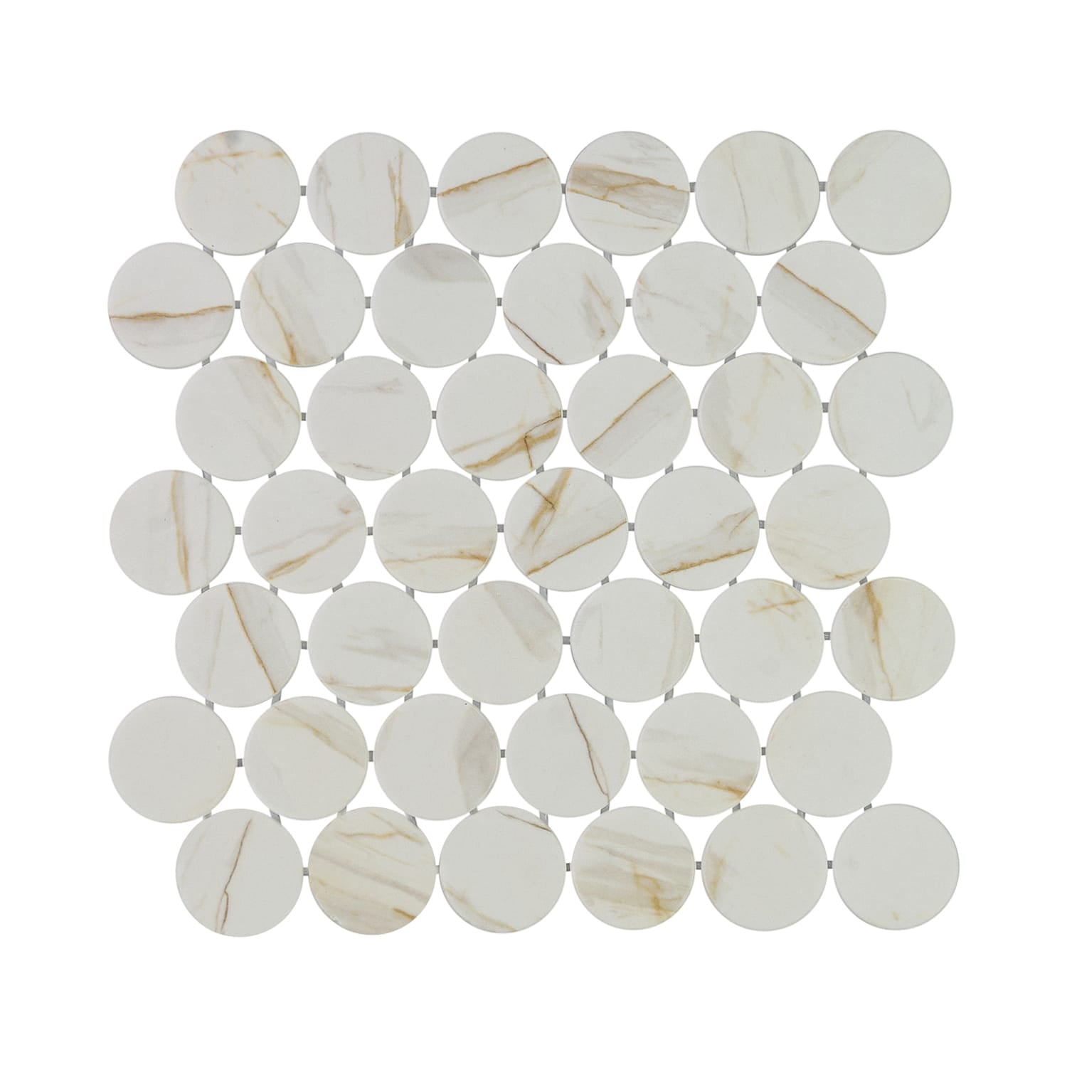 Calvari Breccia 2-Inch Round Recycled Glass Mosaic Tile Euro Glass