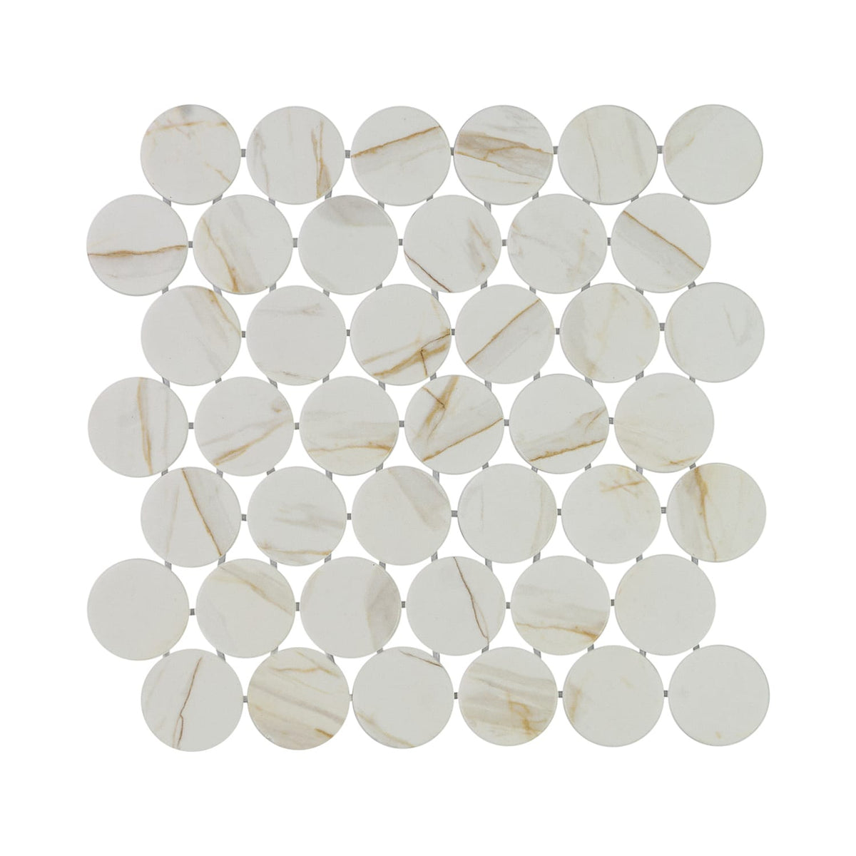 Calvari Breccia 2-Inch Round Recycled Glass Mosaic Tile Euro Glass
