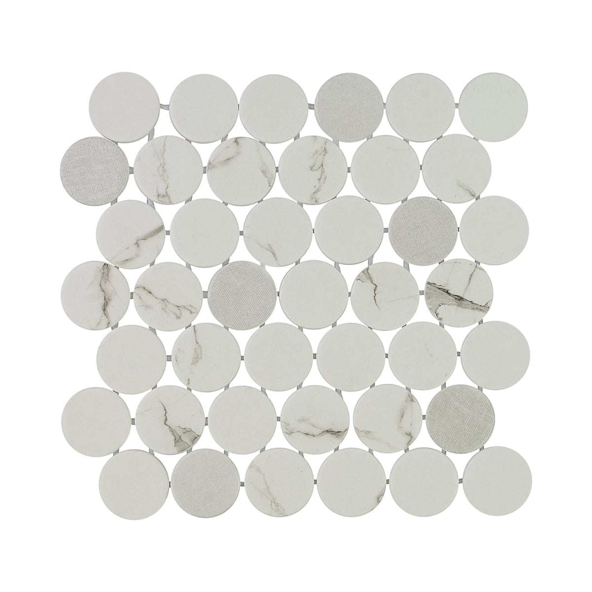 Calvari Fosca 2-Inch Round Recycled Glass Mosaic Tile Euro Glass