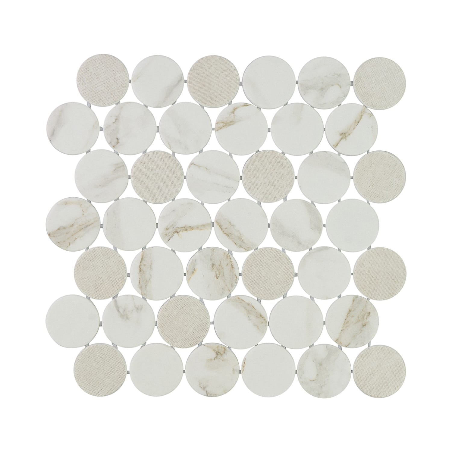 Calvari Sericino 2-Inch Round Recycled Glass Mosaic Tile Euro Glass