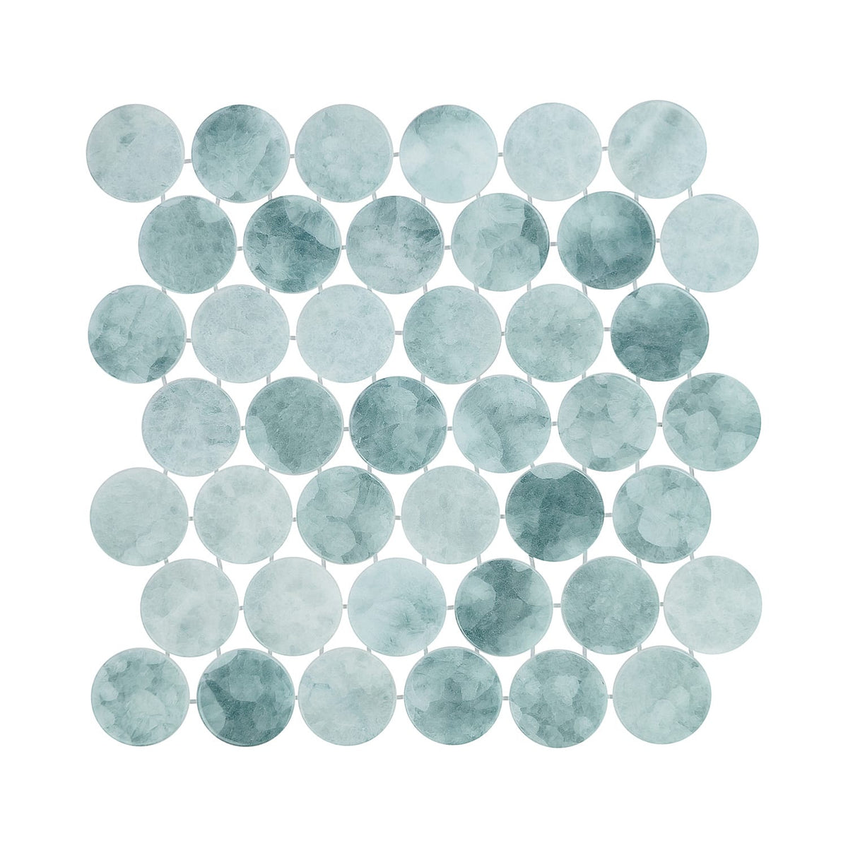 Kumo Dayflower 2-Inch Round Recycled Glass Mosaic Tile Euro Glass