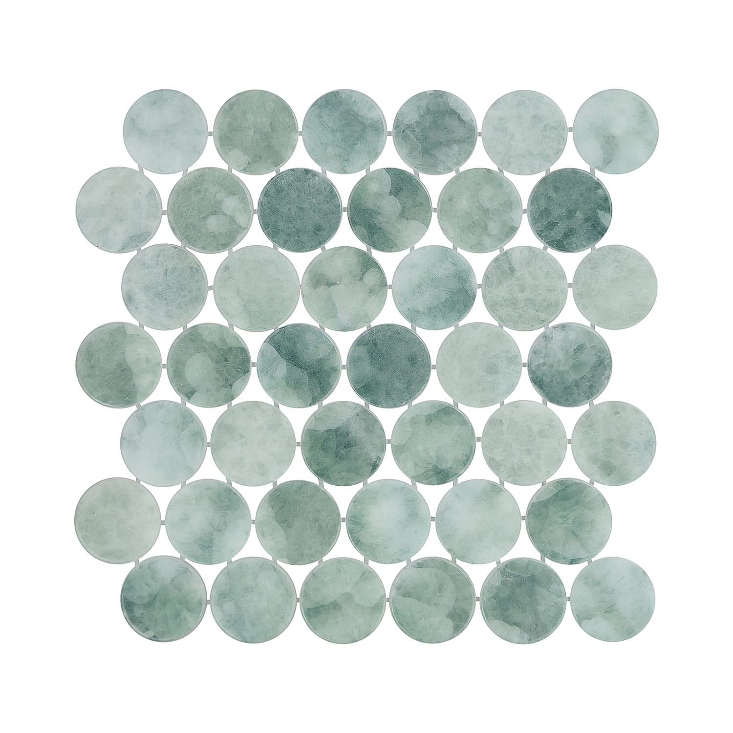 Kumo Midori 2-Inch Round Recycled Glass Mosaic Tile Euro Glass