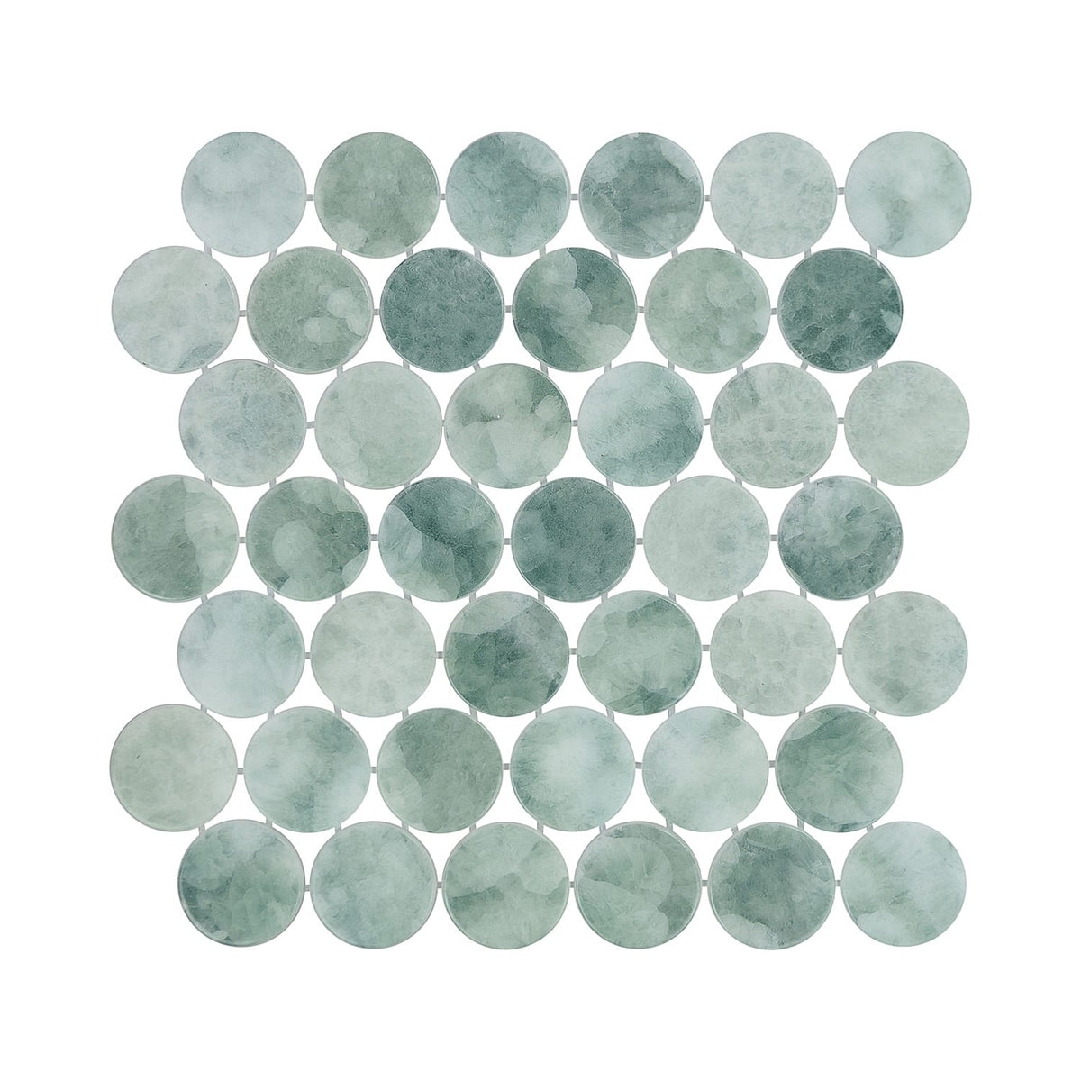 Kumo Midori 2-Inch Round Recycled Glass Mosaic Tile Euro Glass