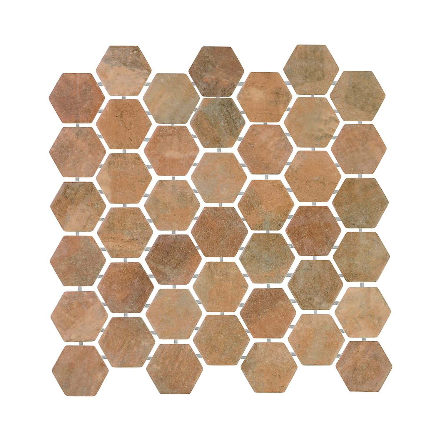 Verismo Mattone 2-Inch Hexagon Recycled Glass Mosaic Tile Euro Glass
