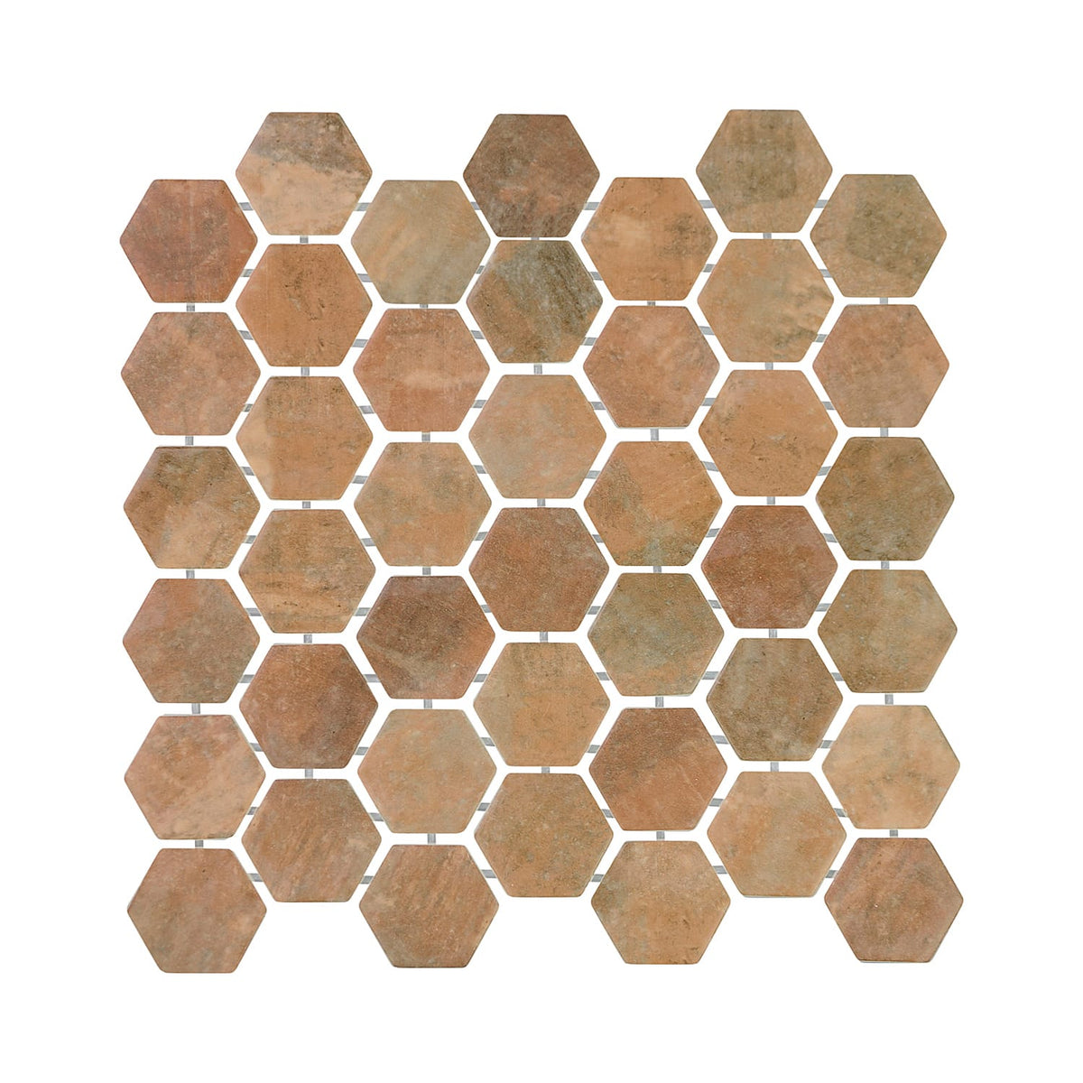 Verismo Mattone 2-Inch Hexagon Recycled Glass Mosaic Tile Euro Glass