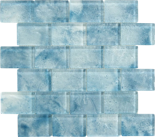 Frothy Swirls Swanky Pool Aqua 2x3 Glossy Glass Tile Euro Glass