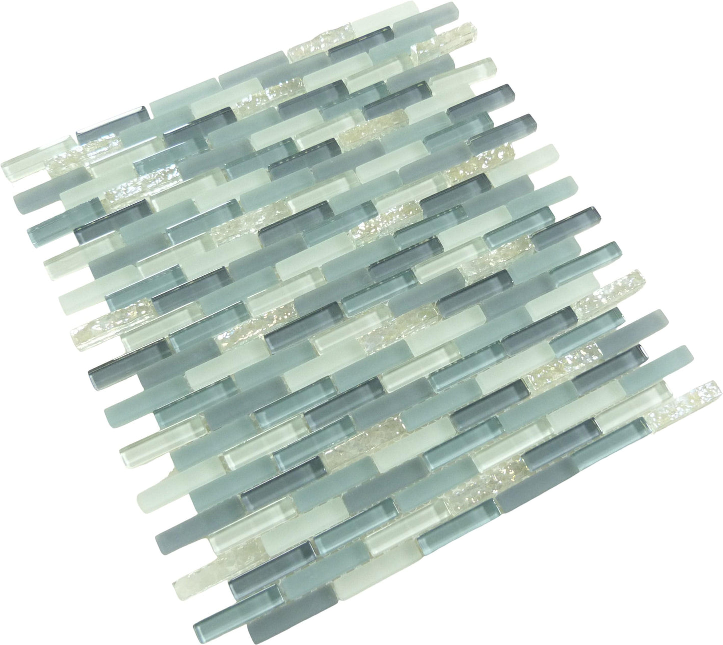 Jewel Dusk Grey Uniform Brick Glossy/Frosted and Iridescent Glass Tile Euro Glass