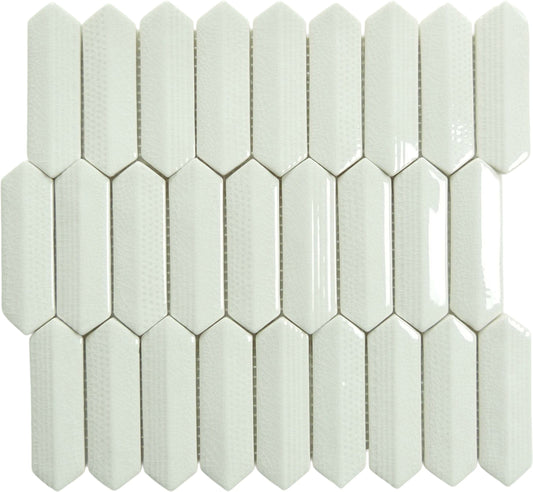 Vella Trance White 1x4 Hexagon Glossy Glass Tile Euro Glass