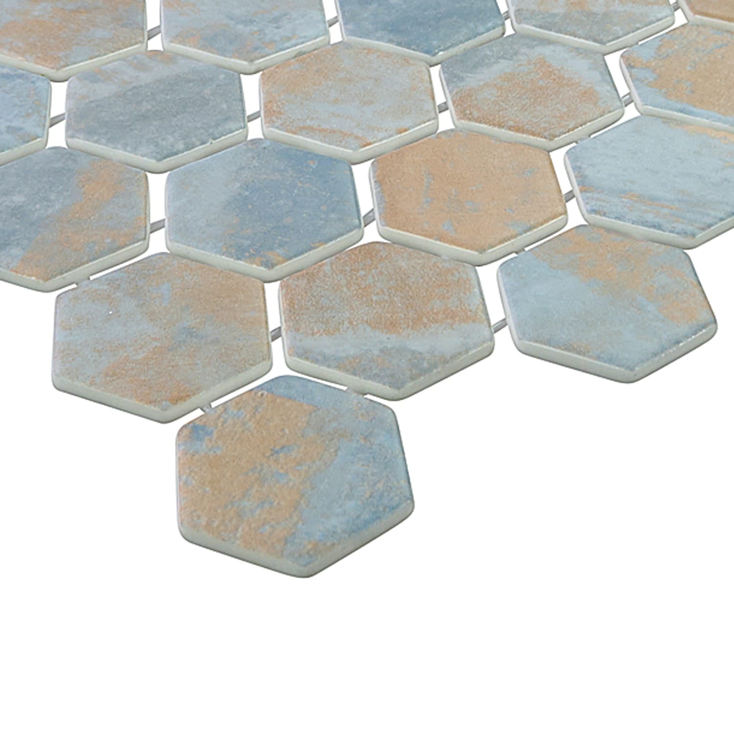 Verismo Brunito 2-Inch Hexagon Recycled Glass Mosaic Tile Euro Glass