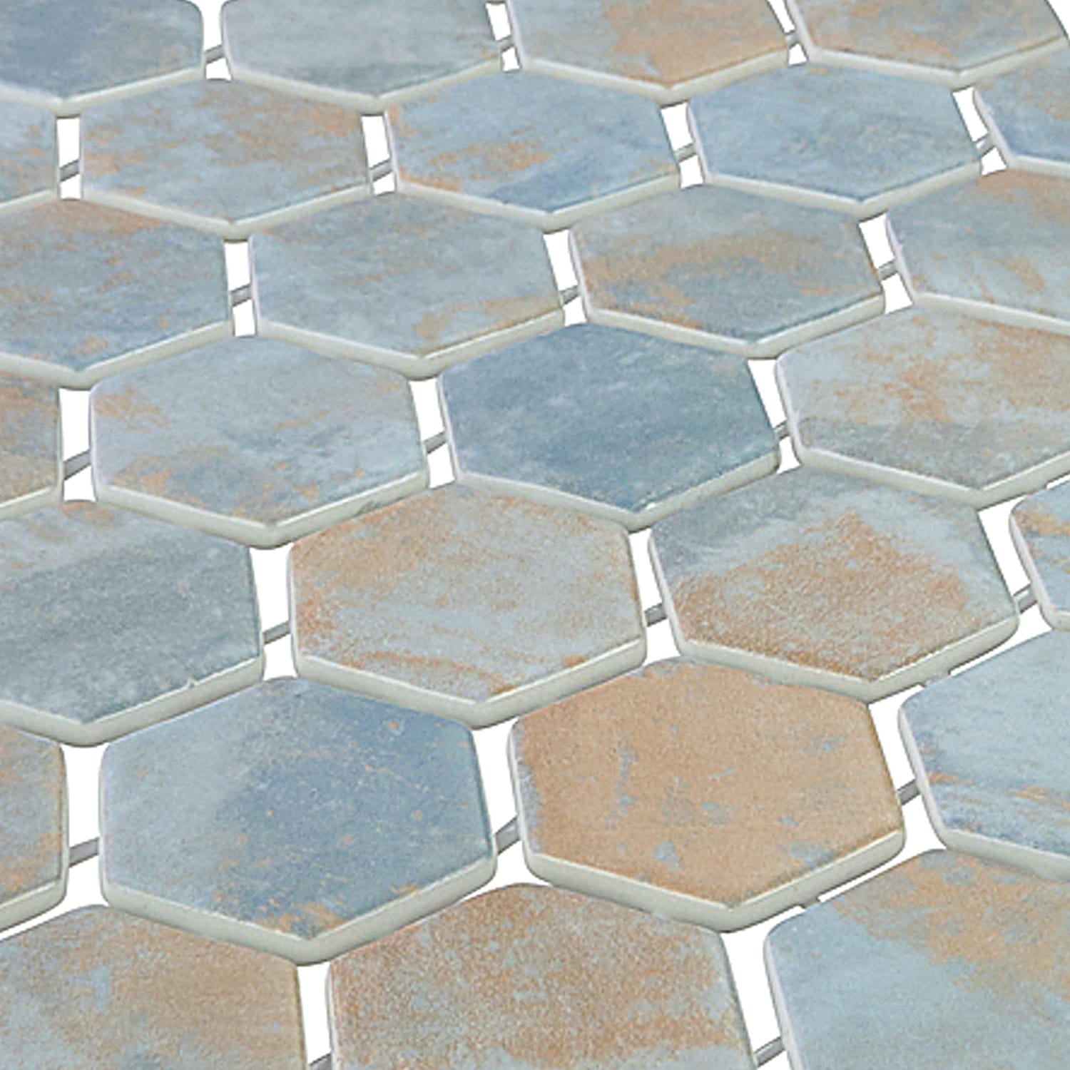 Verismo Brunito 2-Inch Hexagon Recycled Glass Mosaic Tile Euro Glass