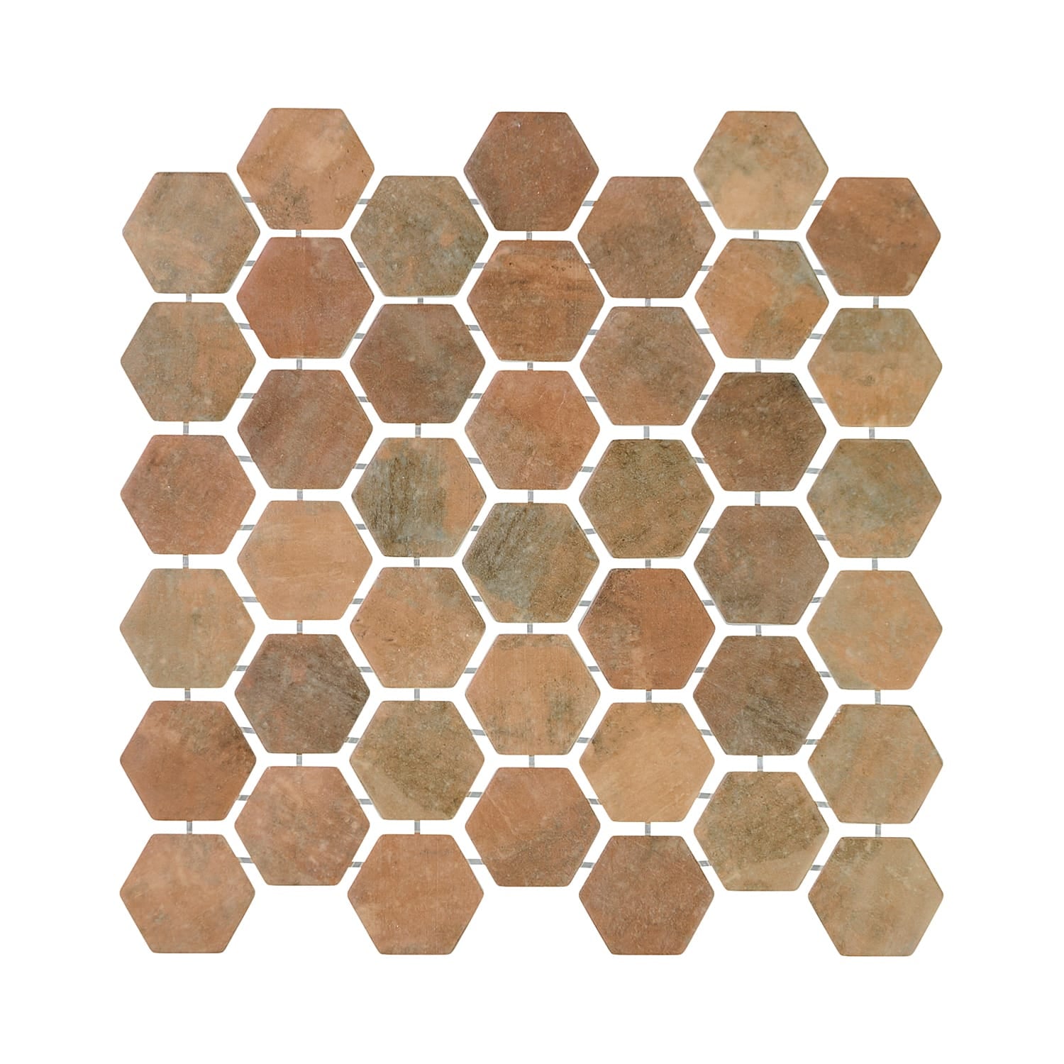 Verismo Mattone 2-Inch Hexagon Recycled Glass Mosaic Tile Euro Glass
