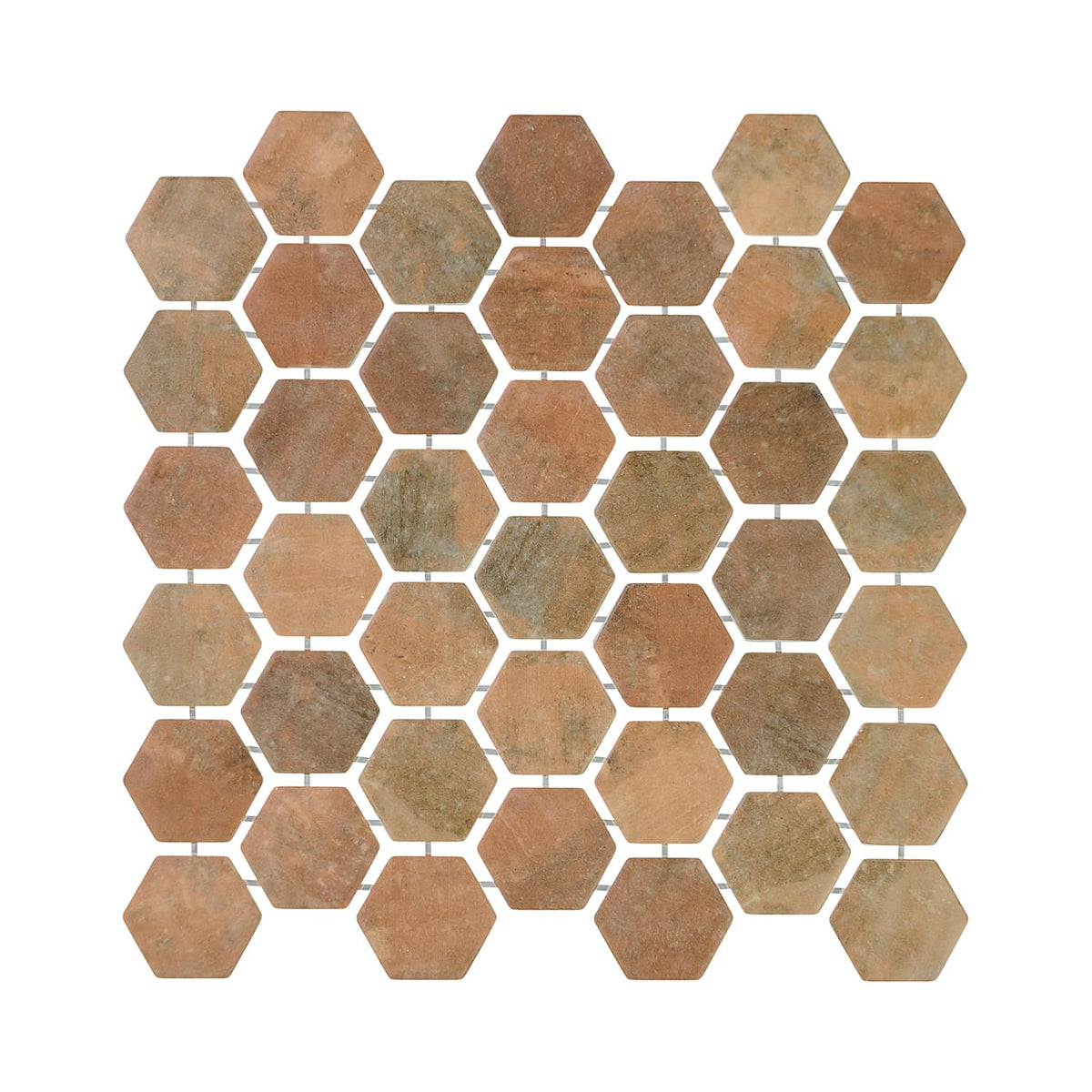Verismo Mattone 2-Inch Hexagon Recycled Glass Mosaic Tile Euro Glass