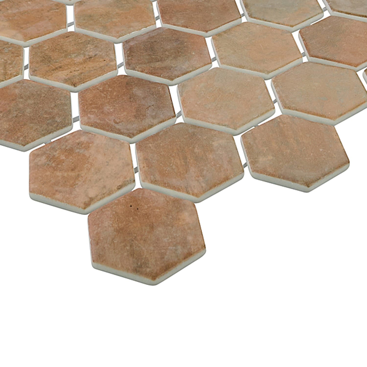 Verismo Mattone 2-Inch Hexagon Recycled Glass Mosaic Tile Euro Glass