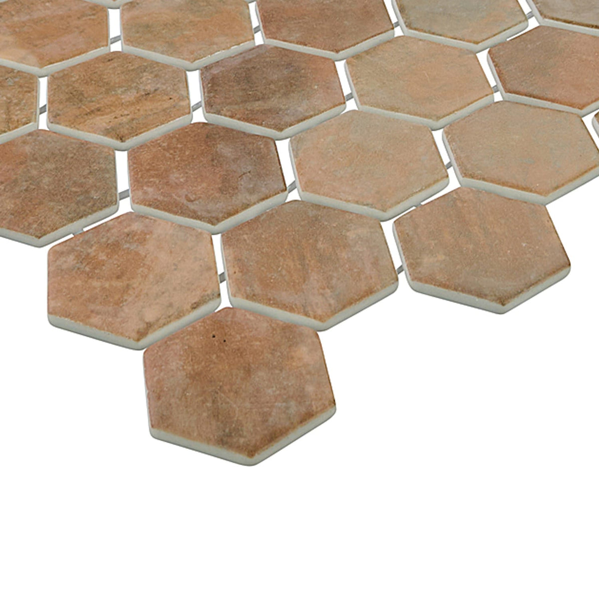 Verismo Mattone 2-Inch Hexagon Recycled Glass Mosaic Tile Euro Glass