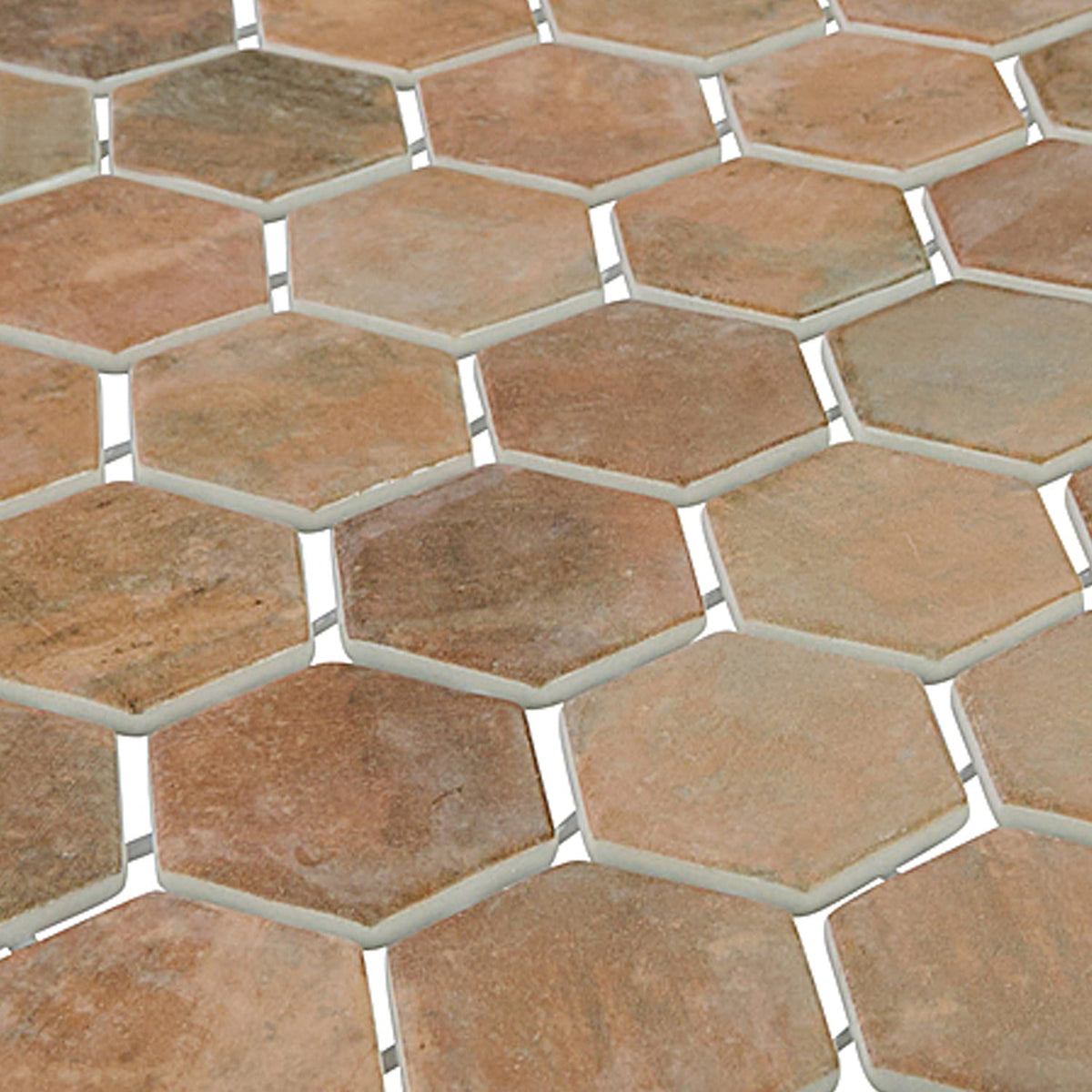 Verismo Mattone 2-Inch Hexagon Recycled Glass Mosaic Tile Euro Glass