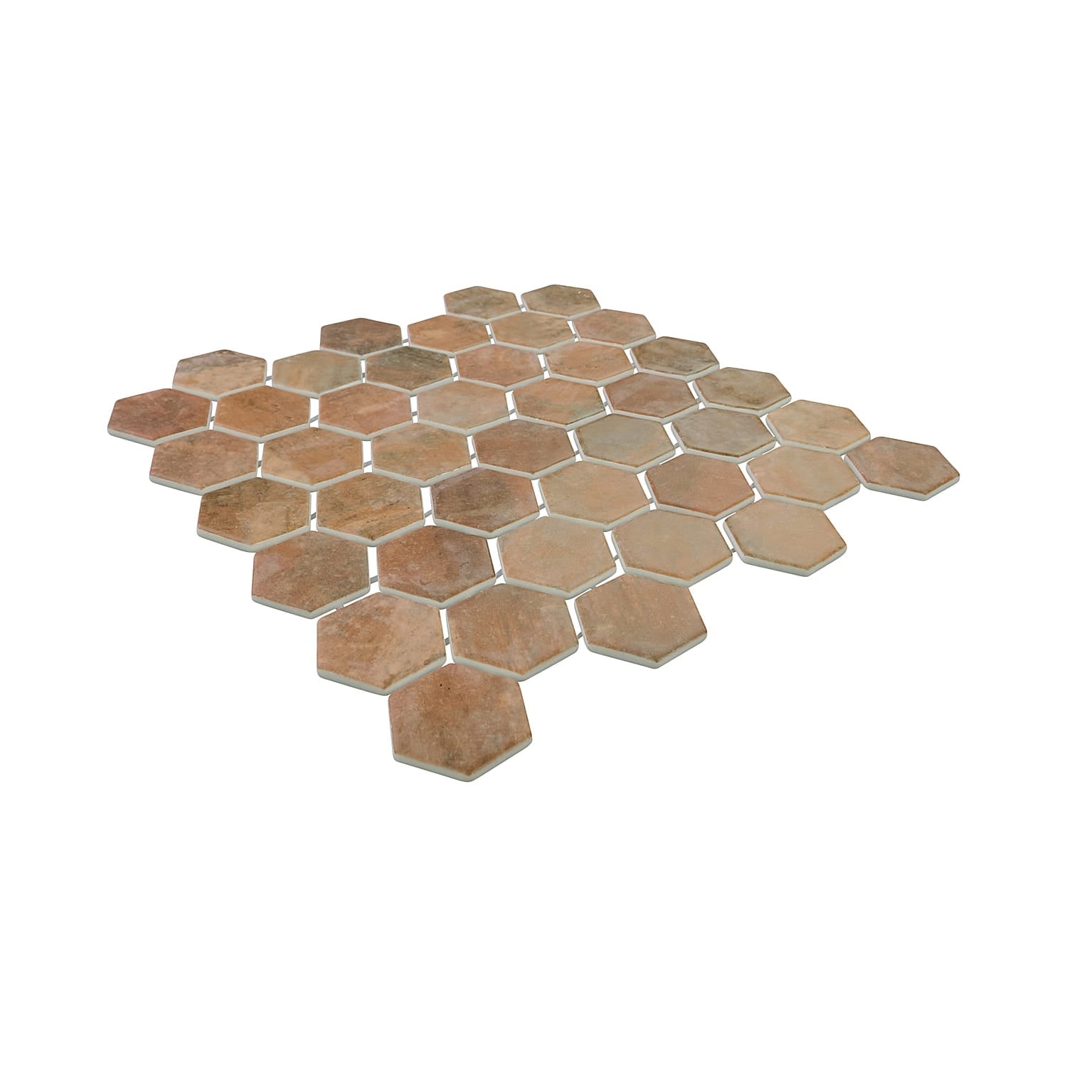 Verismo Mattone 2-Inch Hexagon Recycled Glass Mosaic Tile Euro Glass